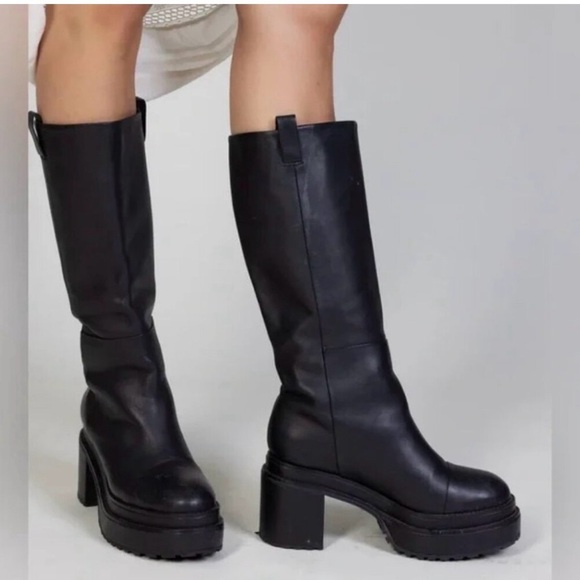 Cult Gaia Women's Hana Block Heel Leather Boots - Picture 3 of 5